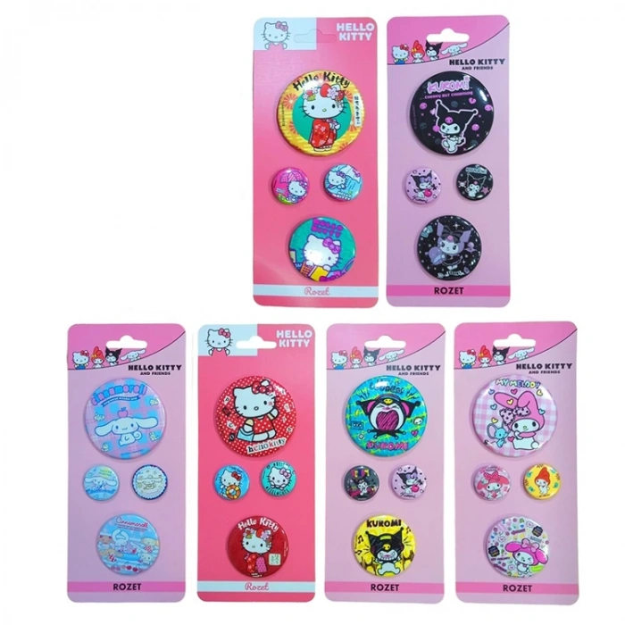 HELLO KİTTY&KUROMİ LİSANSLI KARIŞIK BOY ROZET 4LÜ