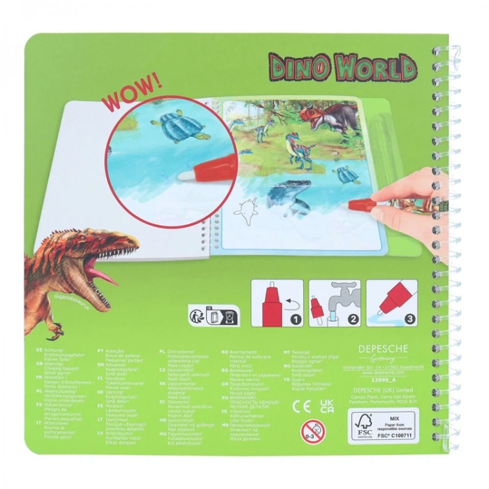 TOP MODEL DİNO SİHİRLİ SULU BOYA DEFTERİ- DINO WORLD AQUA MAGIC BOOK