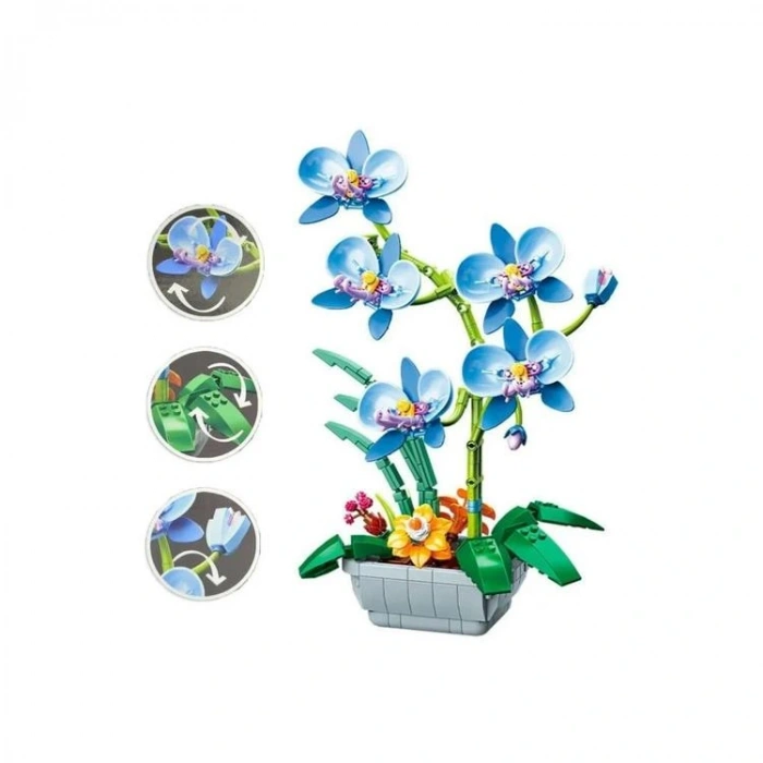 VAGONLIFE JAKI JK29011 MAVİ ORKİDE SAKSIDA 581 PARÇA BLOCK OYUNCAK 8+