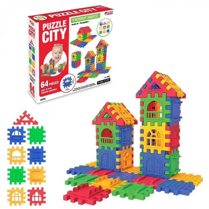DEDE 03702 KUTULU CITY PUZZLE LEGO 64 PARÇA