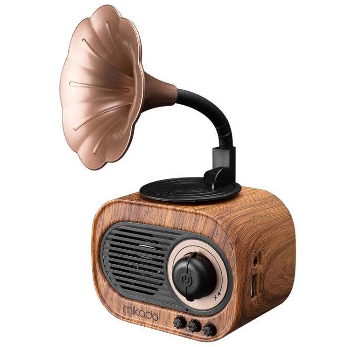 MİKADO MN-S19 USB+TF CARD+BLUETOOTH KLASİK AHŞAP RETRO GRAMOFON SPEAKER