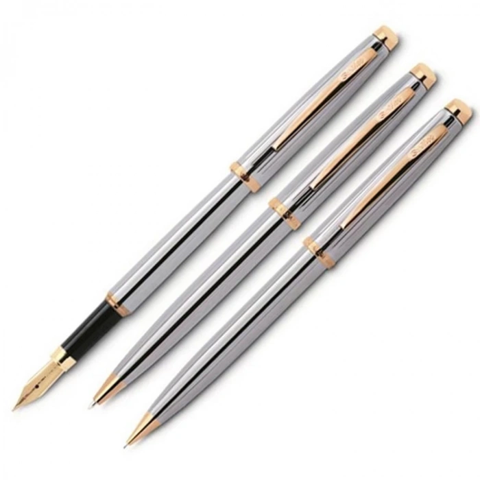 SCRIKSS 39 DOLMA KALEM+TÜKENMEZ+ VERSATİL KALEM 3LÜ TAKIM GOLD KROM