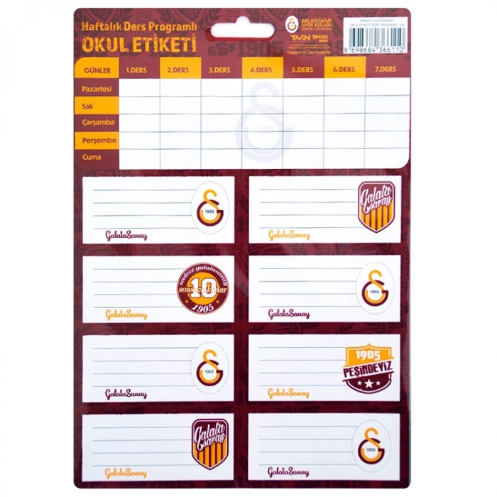 TMN GALATASARAY DERS PROGRAMLI OKUL ETİKETİ 3 YP - 463643