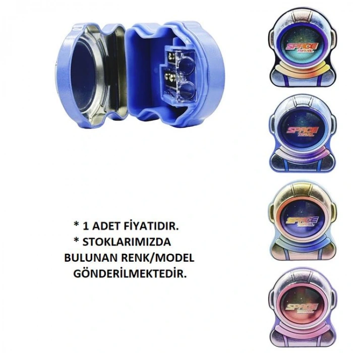 MİKRO MK-8399 KAPAKLI SPACE TRAVEL METAL ÇİFT DELİKLİ HAZNELİ KALEMTIRAŞ -TEKLİ