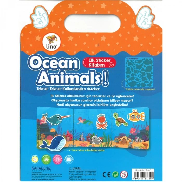 LİNO LS-502 TEKRAR TEKRAR KULLANILABİLEN İLK STİCKER KİTABIM - OCEAN ANIMALS!