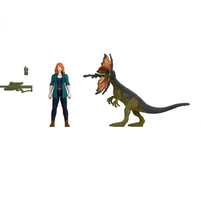 MATTEL HDX46/GWM28 JURASSIC WORLD CLAIRE & DILOPHOSAURUS KARAKTER VE DİNOZOR FİGÜRÜ PAKETİ