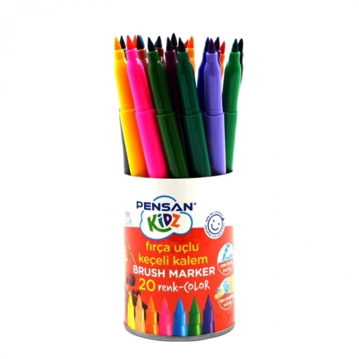 PENSAN KİDZ KEÇELİ BOYA KALEMİ FIRÇA UÇLU 20 RENK - PE4000KÇ
