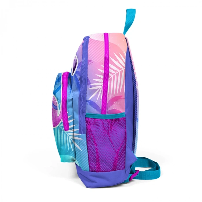 CORAL HIGH 23705 DÖRT BÖLMELİ LAVANTA FLAMİNGO DESENLİ SIRT ÇANTASI PEMBE - LAVANTA