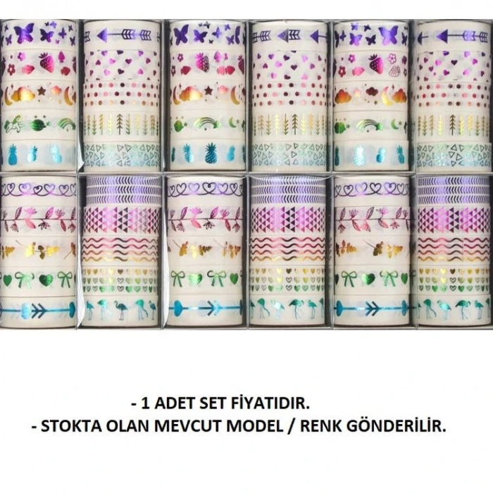 GIPTA K8916 METALLIC RENKLİ BANT SET 5LI KUTULU  - 1.5 MMX2M