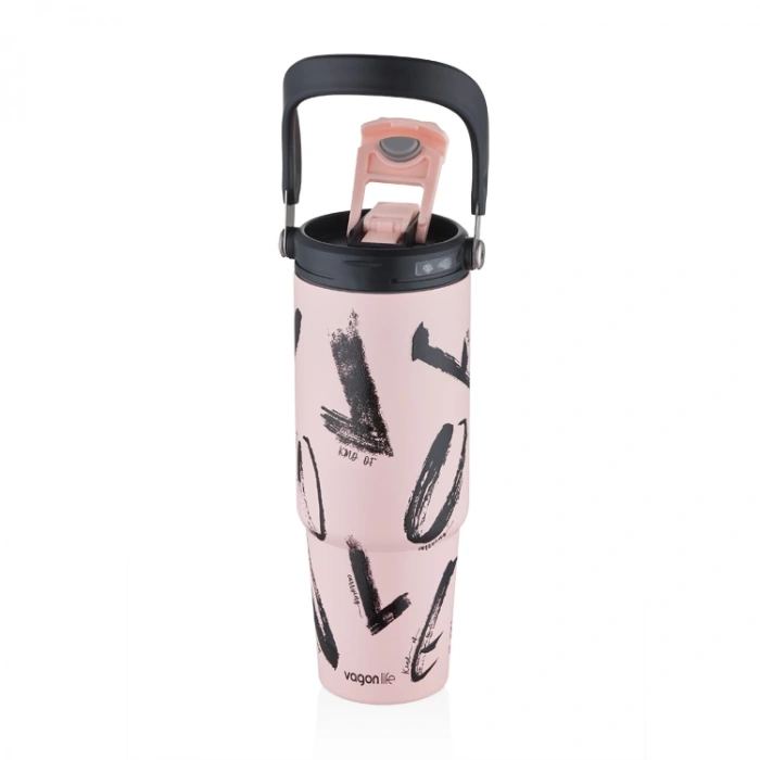 VAGONLİFE STAİNLESS STEEL TUMBLER PİPETLİ / PİPETSİZ KULLANIM  ÇELİK MATARA VGN8137 CREAM 900ML