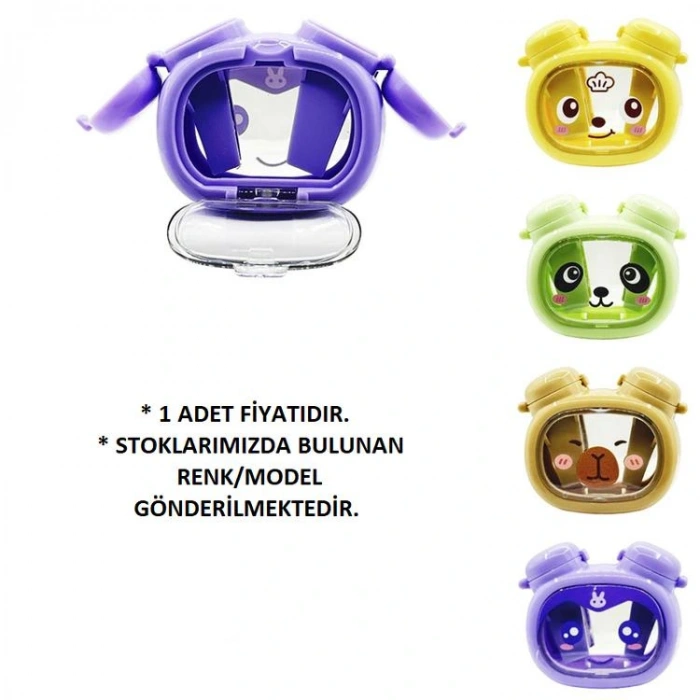 MİKRO MK-8152 ÇİFT KAPAKLI HAPPY FRIENDS ÇİFT DELİKLİ HAZNELİ KALEMTRAŞ -TEKLİ