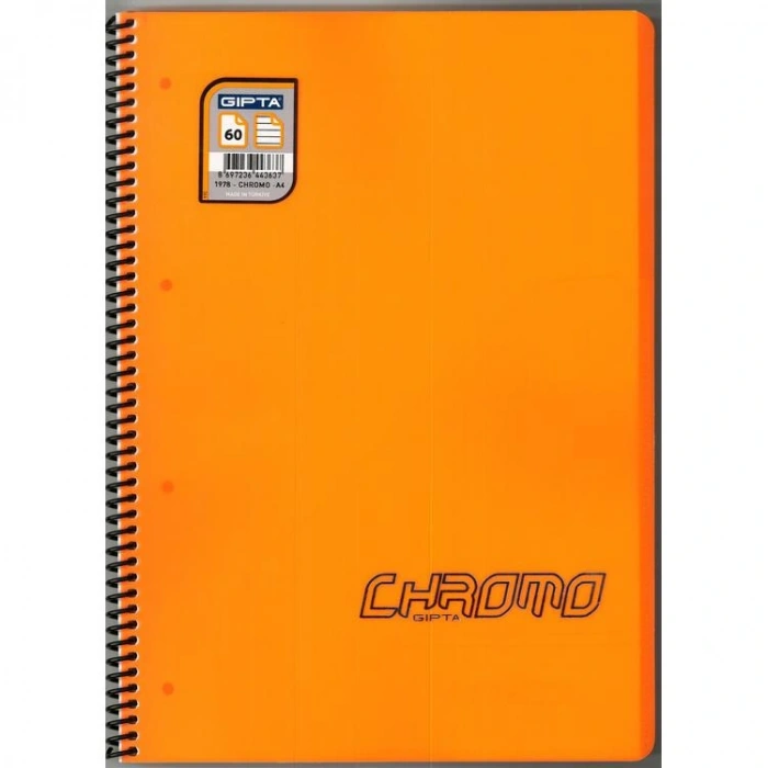 GIPTA CHROMO SPİRALLİ PP. KAPAK A4 60YP. ÇİZGİLİ DEFTER - 1978