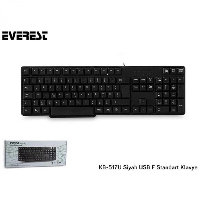 EVEREST KB-517U KABLOLU USB F KLAVYE SİYAH