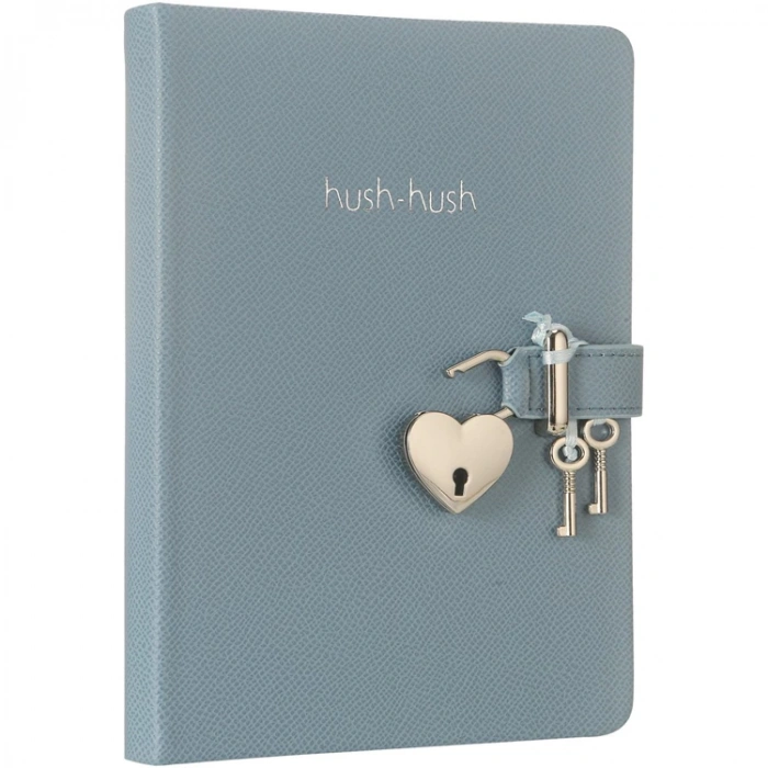 VICTORIAS JOURNALS 3304 HUSH HUSH HEART KİLİTLİ 13x18cm 160YP. ÇİZGİLİ DEFTER PASTEL MAVİ