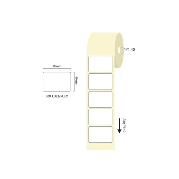 KRAF EKO TERMAL RULO ETİKET 58x40mm 500 LÜ