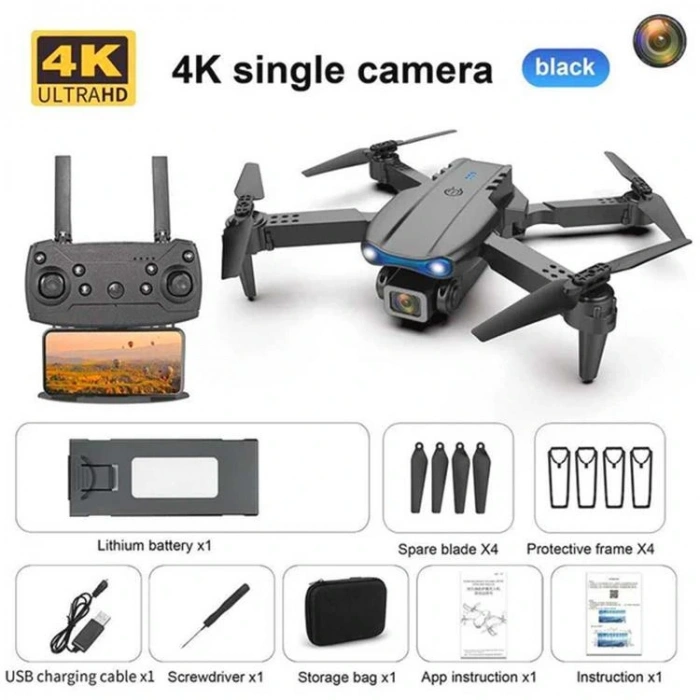 LİMON OYUNCAK E99 DRONE PRO FOTOĞRAF VİDEO ÇİFT KAMERA 4K HD KAMERA IŞIKLI 14+