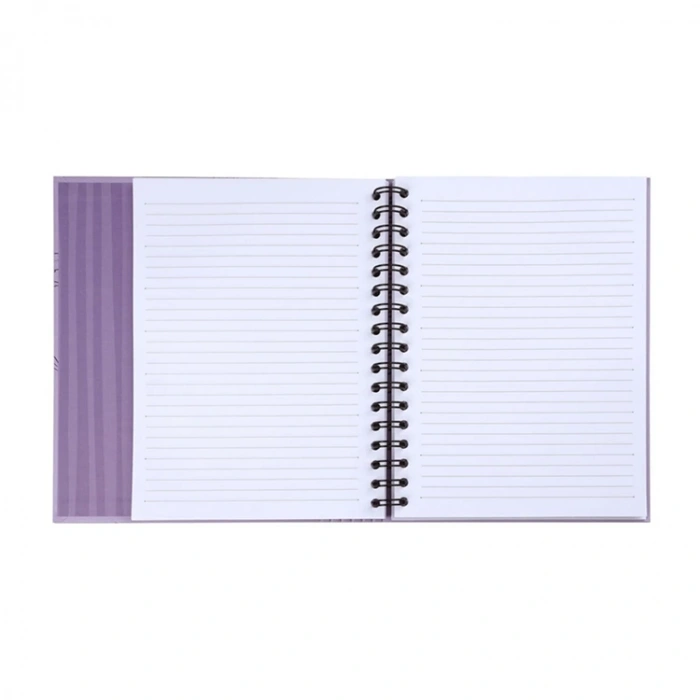 VICTORIAS JOURNALS 1158 GOLDEN FLOWERS LİLA 17X24cm GİZLİ SPİRALLİ SERT KAPAK LASTİKLİ ÇİZGİLİ DEFTER