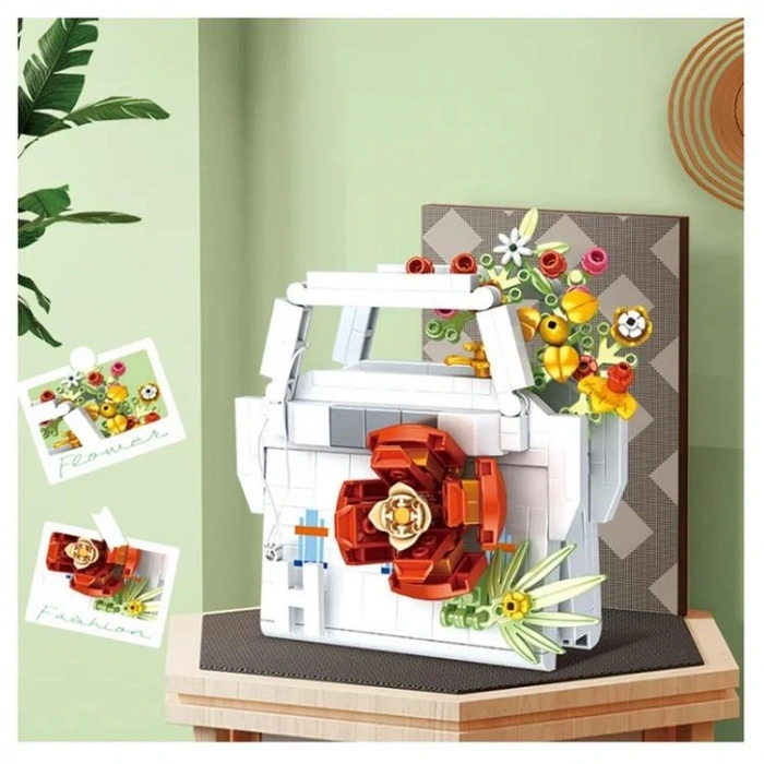 VAGONLIFE PANLOS YKO P1079 ÇANTA ÇİÇEK BUKETİ 497 PARÇA BLOCK OYUNCAK 6+
