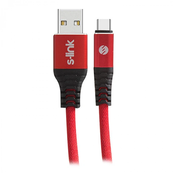 S-LİNK SWAPP SW-KC63MR 1M 2.4A TYPE-C KILIFLI KIRMIZI DATA + ŞARJ KABLOSU