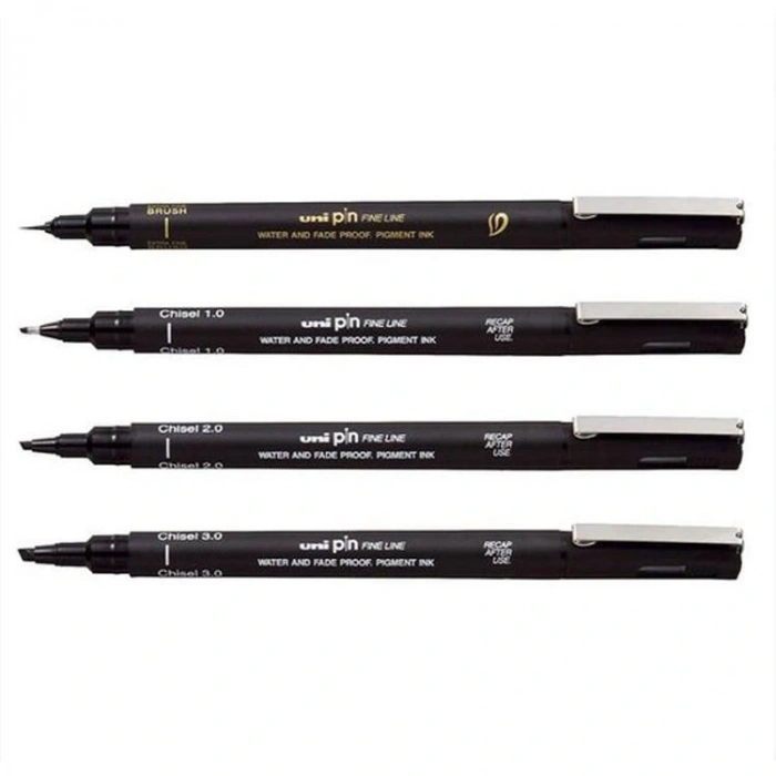 UNİ BALL PİN-200 FINE LINE KALİGREFİ SETİ 4LÜ-  KRİSTAL KUTULU