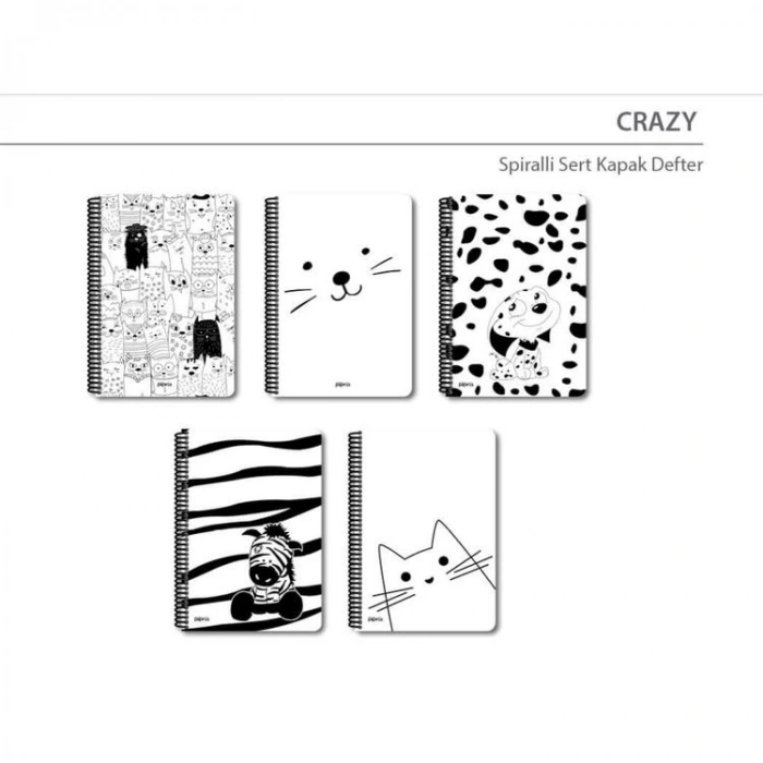PAPİRÜS CRAZY SERT KAPAK SPİRALLİ 16X23 120YP. ÇİZGİSİZ DEFTER