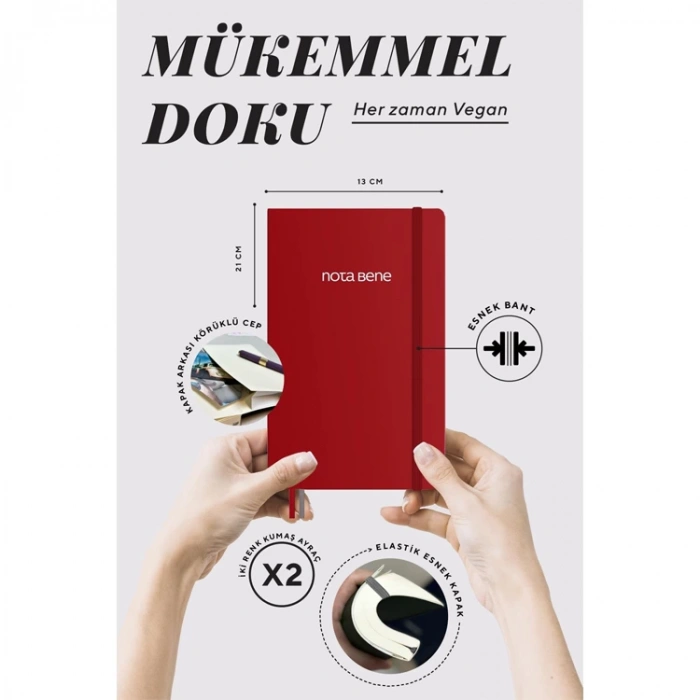 VICTORIAS JOURNALS NOTE BENE 9229 CLASSIC NOTEBOOK ESNEK KAPAK 13x21cm 70gr.400 SYF. ÇİZGİLİ DEFTER KIRMIZI