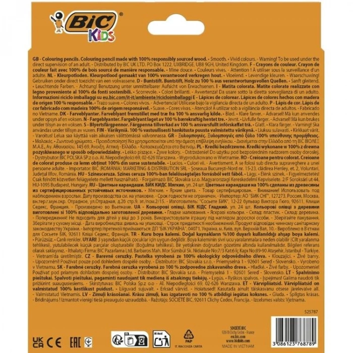 BİC KİDS SMOOTH TAM BOY KURU BOYA 24LÜ - 525787