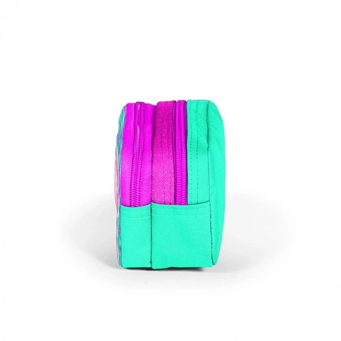 CORAL HIGH 22290 İKİ BÖLMELİ FLAMİNGO DESENLİ KALEM ÇANTASI SU YEŞİLİ-PEMBE