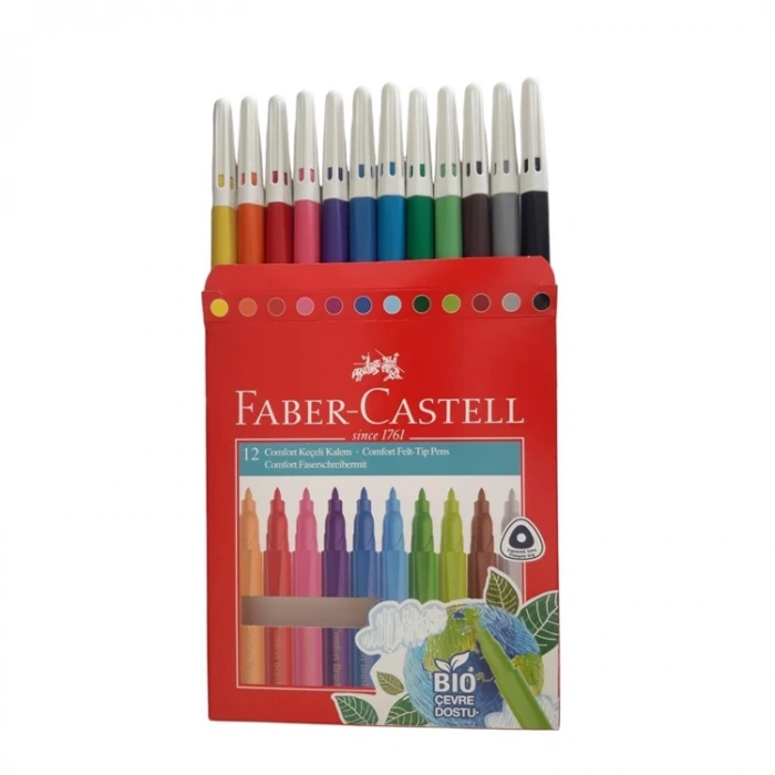 FABER CASTELL COMFORT KEÇELİ KALEM BIO PLASTİK GÖVDELİ 12 RENK