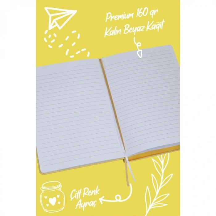 VICTORIAS JOURNALS 1655 BUJO VEGAN DERİ 14X21 160gr.96YP. ÇİZGİLİ DEFTER SARI