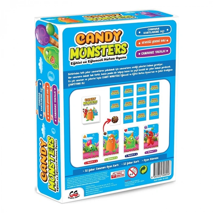 CREATIVE GAMES 01005 CANDY MONSTERS EĞİTİCİ VE EĞLENCELİ HAFIZA OYUNU