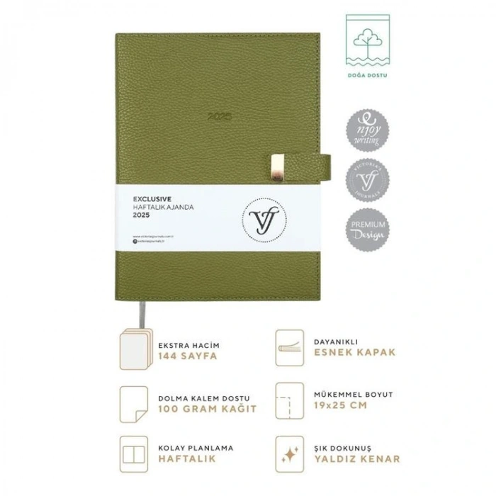 VICTORIAS JOURNALS 124-1406 19X25 EXECUTIVE HAFTALIK AJANDA - YEŞİL