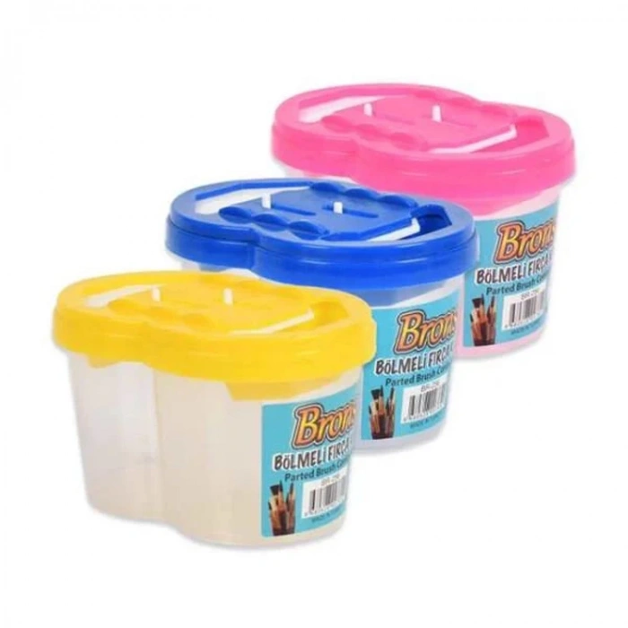 BRONS BÖLMELİ SULU BOYA FIRÇA KABI