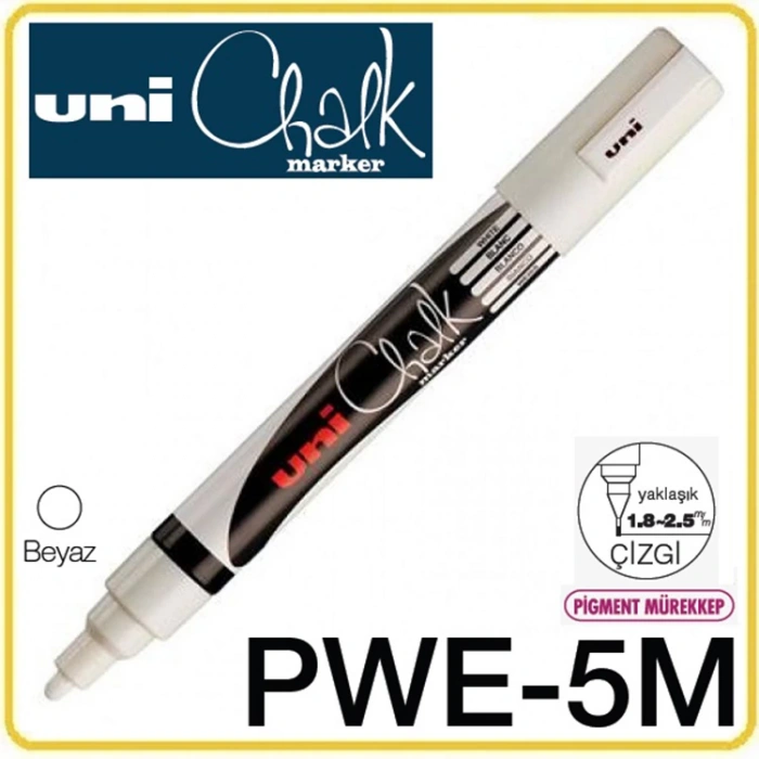 UNİ CHALK SU BAZLI SİYAH TAHTA MARKÖRÜ 1.8-2.5 BEYAZ