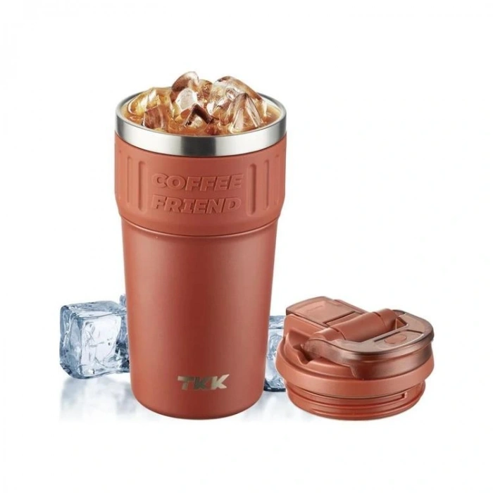 VAGONLİFE  T2023 TKK PİPETLİ ASKILI ÇELİK TERMOS MUG 630 ML KIRMIZI