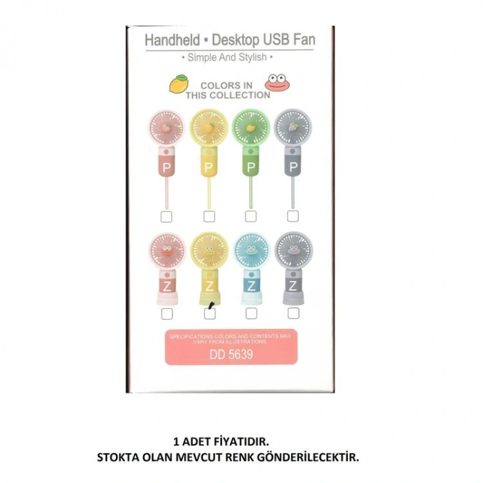 FANIX FNX-5639 ŞARJLI USB SABİTLENEBİLİR GÜLENYÜZ DESENLİ EL FANI  - TEKLİ