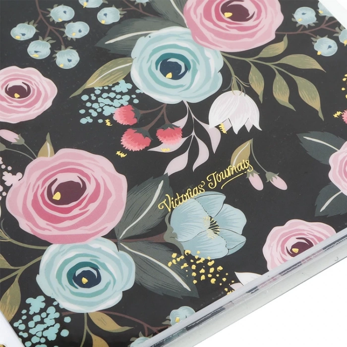 VICTORIAS JOURNALS 5840 SPRING GARDEN BLACK 17x24cm SPİRALLİ PVC KAPAK 120gr.80YP. NOKTALI DEFTER