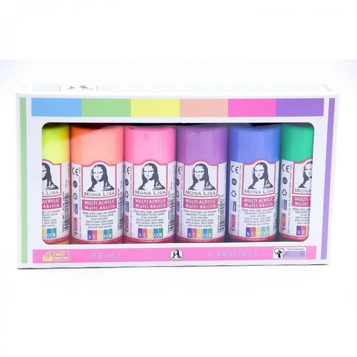 SÜDOR SD1006F FOSFORLU MULTİ AKRİLİK BOYA SET 70ml.6 RENK