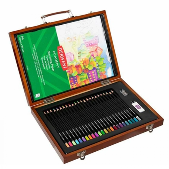 DERWENT ACADEMY - KURUBOYA KALEM SETİ AHŞAP KUTU 27 PARÇA