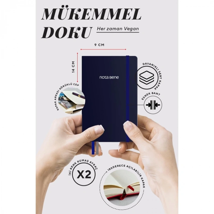 VICTORIAS JOURNALS NOTE BENE 9236 CLASSIC NOTEBOOK ESNEK KAPAK 9x14cm 70gr.400 SYF. ÇİZGİLİ DEFTER LACİVERT