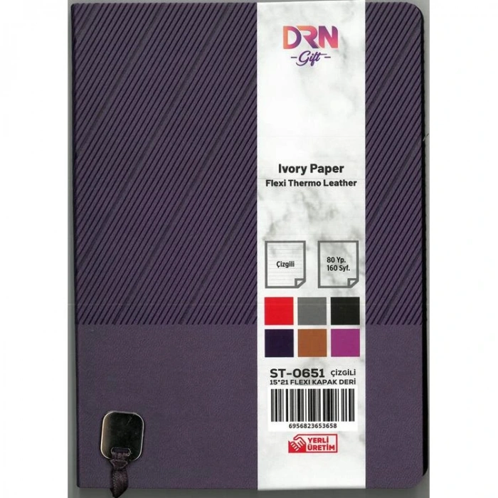 DRN GIFT ST-0651 15x21 FLEXI KAPAK DERİ MODEL 80 YP. ÇİZGİLİ DEFTER  -  TEKLİ