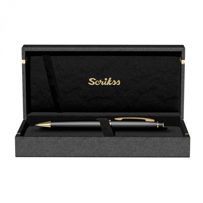 SCRIKSS 35 TÜKENMEZ KALEM MAT SİYAH ALTIN LÜKS KUTUDA