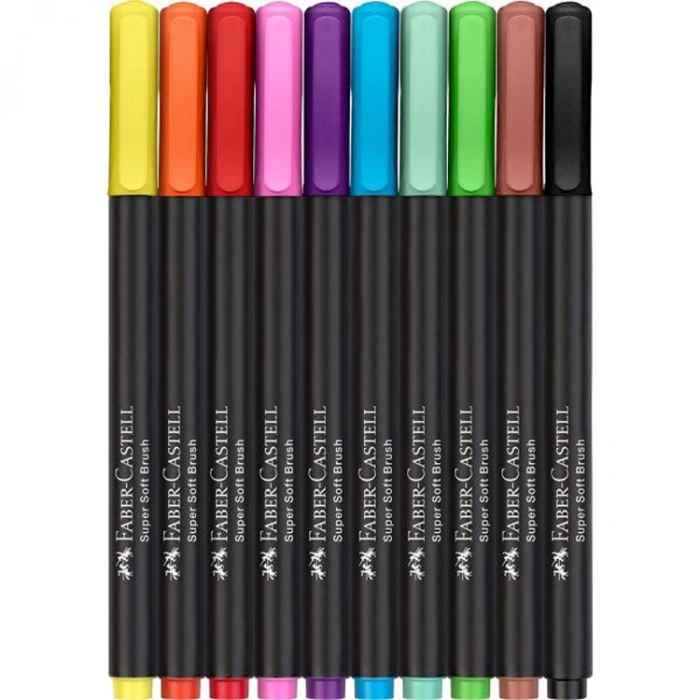 FABER CASTELL  BLACK EDITION FIRÇA UÇLU KEÇELİ KALEM 10LU KARTON KUTU 116451