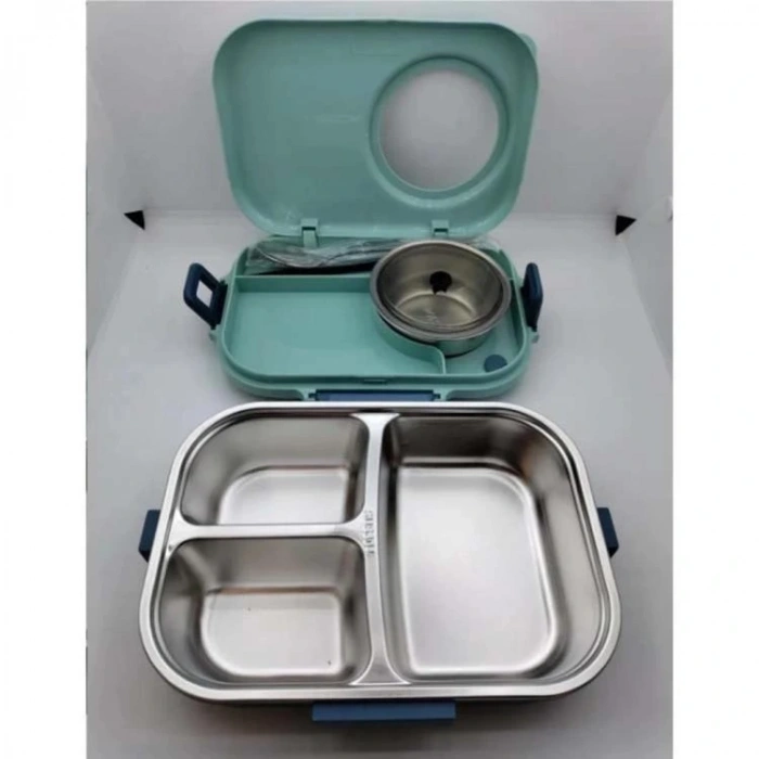 VAGONLİFE  BL70100 ÇELİK YEMEK KABI 900 ML 3 BÖLMELİ LUNCH BOX MAVİ -TURKUAZ
