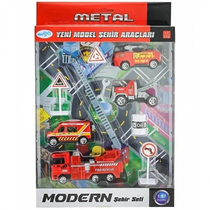 MEGA TY790-A 1:87  DIE CAST - METAL GÖVDE MODERN YENİ MODEL ŞEHİR ARAÇLARI SETİ