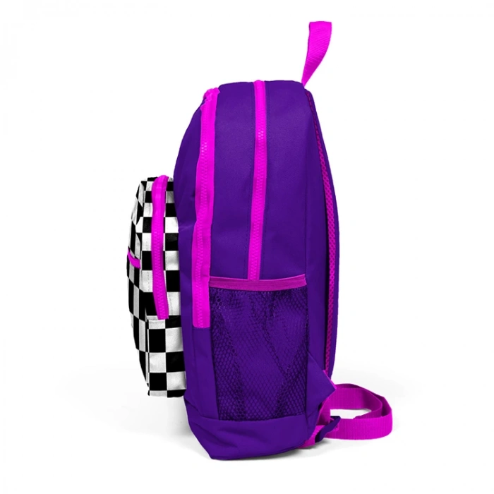 CORAL HIGH 23702 KİDS MOR DAMA DESENLİ DÖRT BÖLMELİ SIRT ÇANTASI