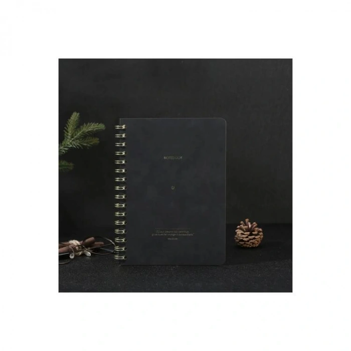 VICTORIAS JOURNALS 1611 VEGAN DERİ ESNEK KAPAK SPİRALLİ A5 100gr.128 SYF. ÇİZGİLİ DEFTER SİYAH