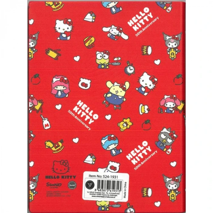 VICTORIAS JOURNALS 524-1931 HELLO KITTY SMYTH FLEXY ESNEK VEGAN DERİ KAPAKLI 13X18 80 GR. 80 YAPRAK ÇİZGİLİ DEFTER