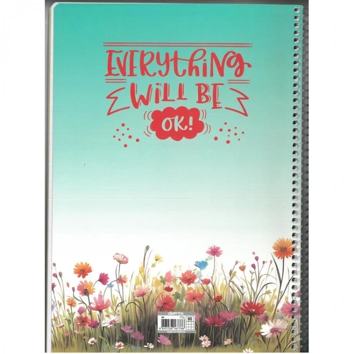 GIPTA EVERYTHING SPİRALLİ PP. KAPAK A4 80 YP. KARELİ DEFTER - 7734