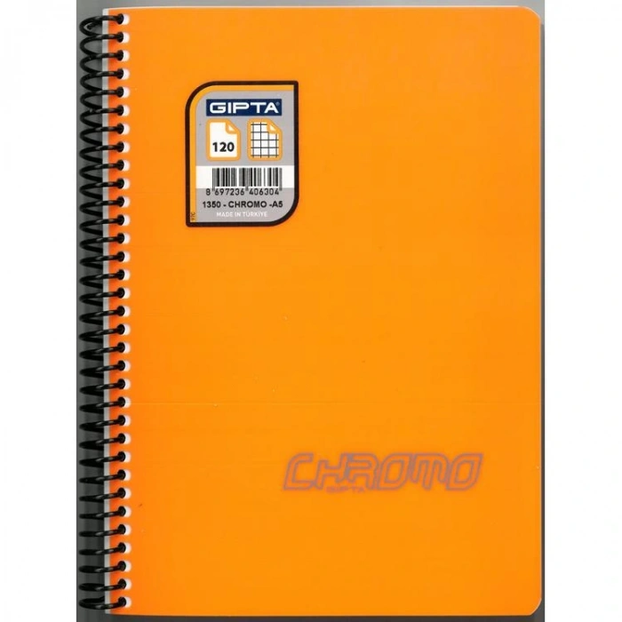 GIPTA CHROM-O SPİRALLİ PP. KAPAK A5 120YP. KARELİ DEFTER - 1350